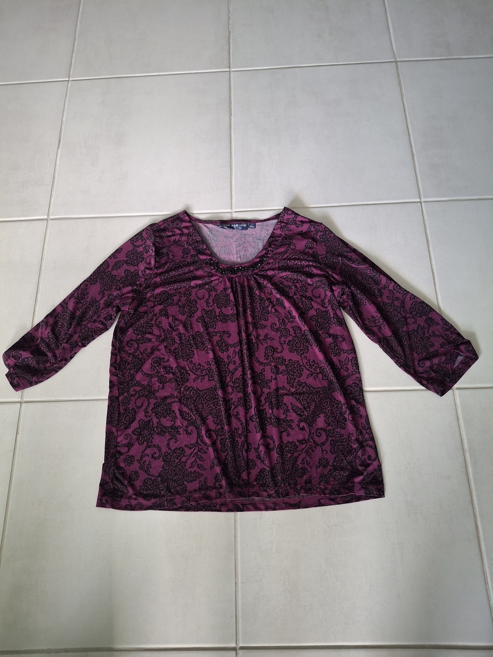 Women's Purple Floral Pattern Scoop-Neck Top